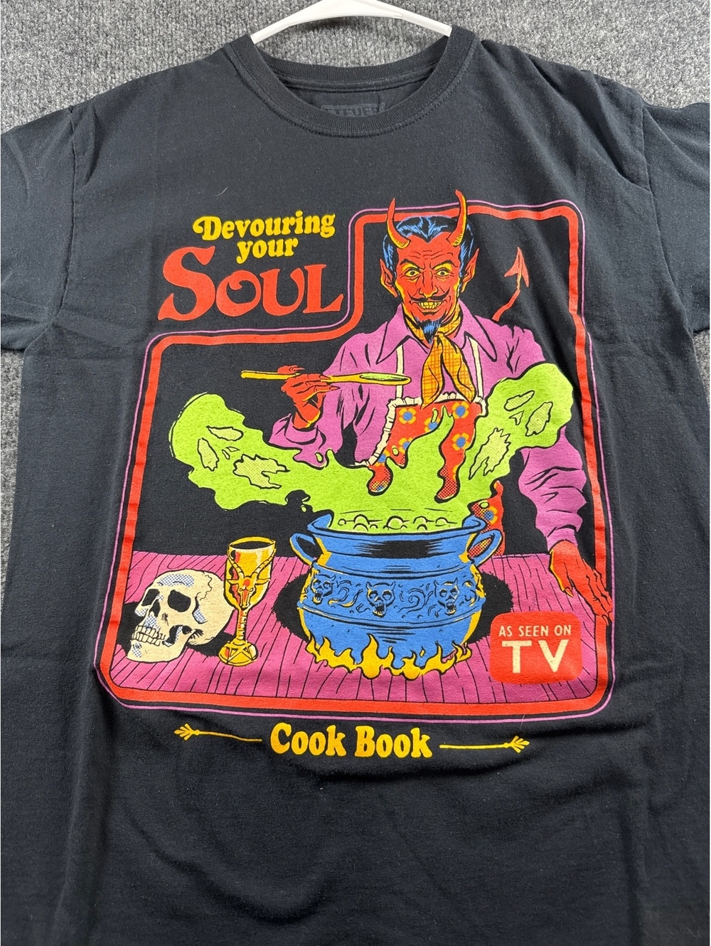 Steven Rhodes Devouring Your Soul Cook Book Devil Graphic M T Shirt Black